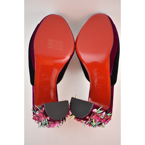 Christian Louboutin Donaflor 100 Black Velvet Figue Sandal Mule Heel Pump 36 - Picture 12 of 12